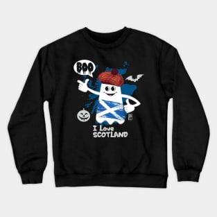 BOO GHOST with Scottish flag "I love Scotland"- cute Halloween Crewneck Sweatshirt